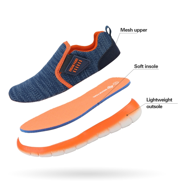 [EZ-Ons MightyMovers] Comfortable Kids Running Shoes - NAVY ORANGE - 4